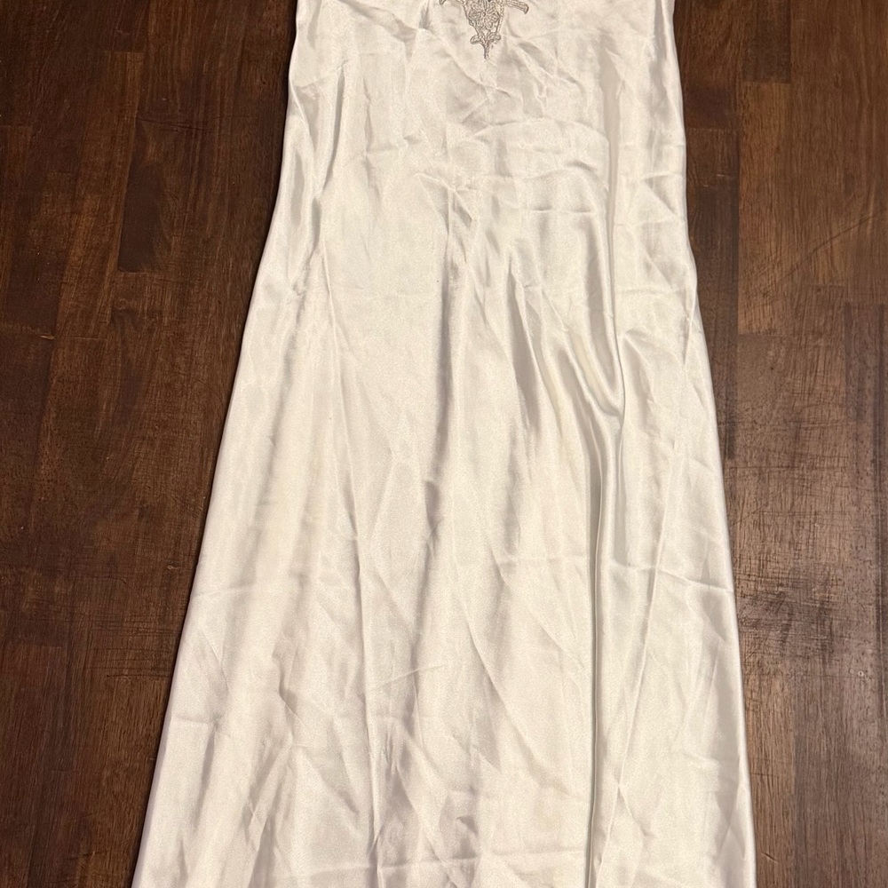 Flora Nikrooz Ivory Satin Slip with Lace Paneling